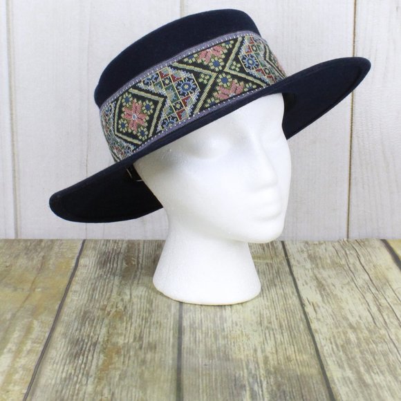 Fedoria by BOLLMAN Blue 100% Wool Felt Fedora Hat - Picture 1 of 10